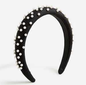 J.Crew pearl studded padded headband, black